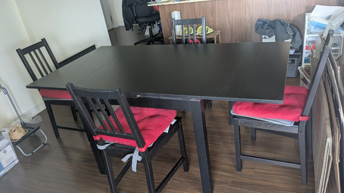 Black Dining Table with 4 Chairs - photo 2