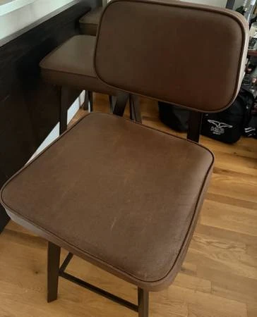 Set of 3 Brown Faux Leather Barstools - photo 2