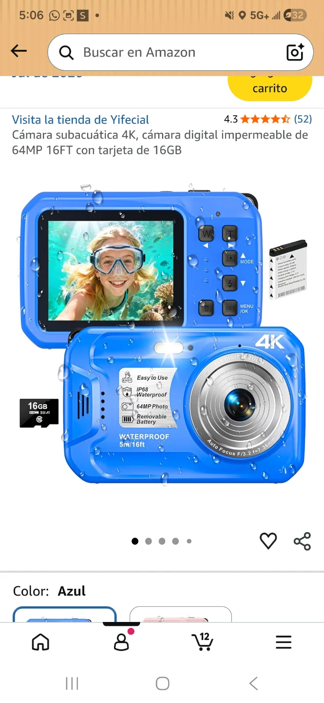 Yifecial Waterproof 4K Digital Camera with 16GB SD Card