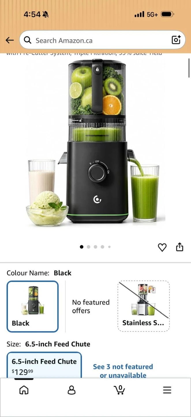 Black Juicer with 6.5-inch Feed Chute