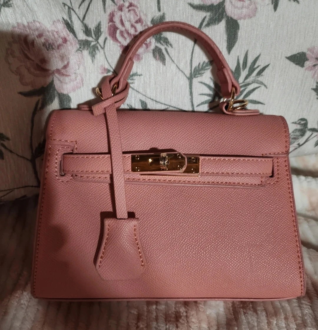 Pink Mini Top Handle Handbag with Shoulder Strap