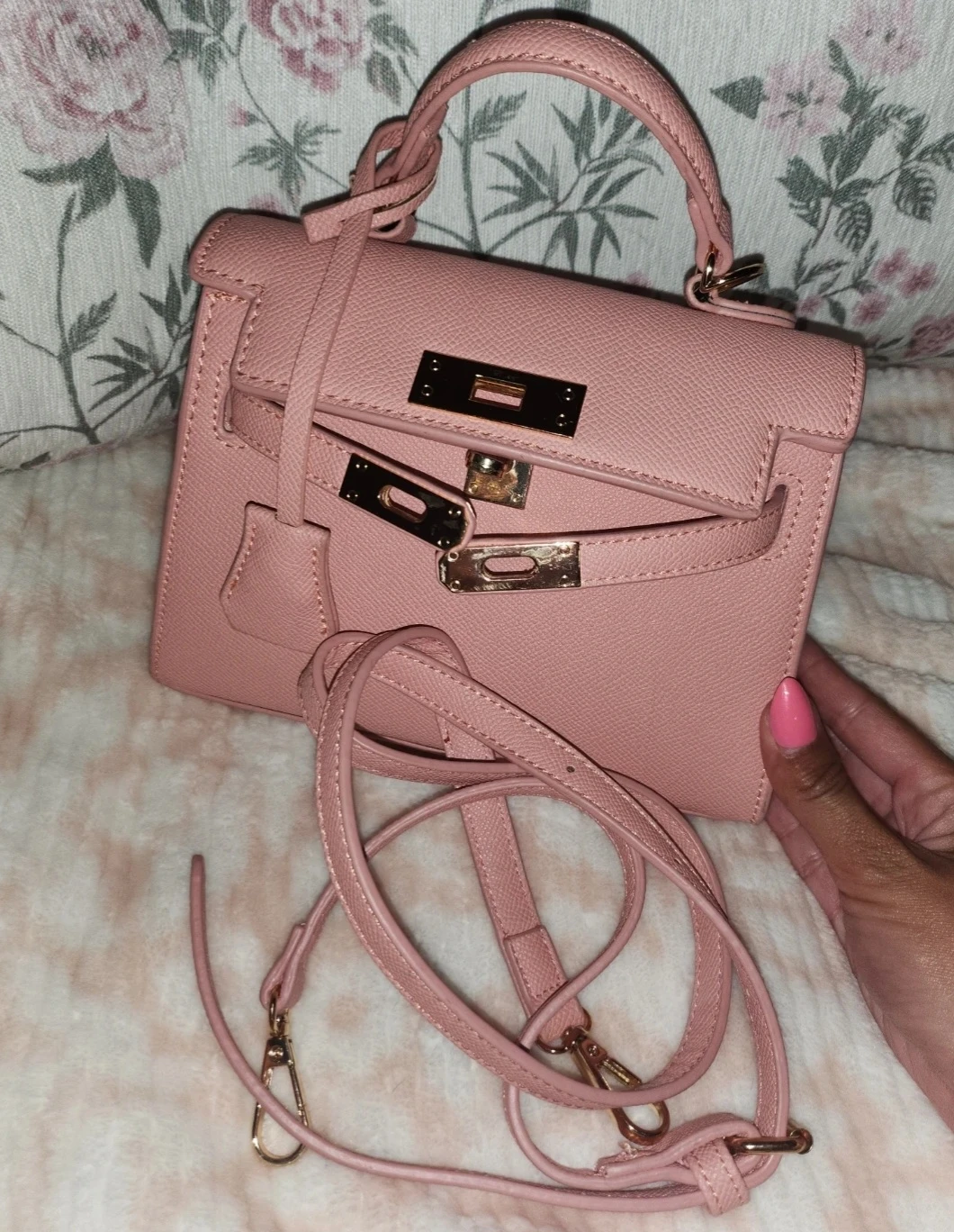 Pink Mini Top Handle Handbag with Shoulder Strap - photo 2