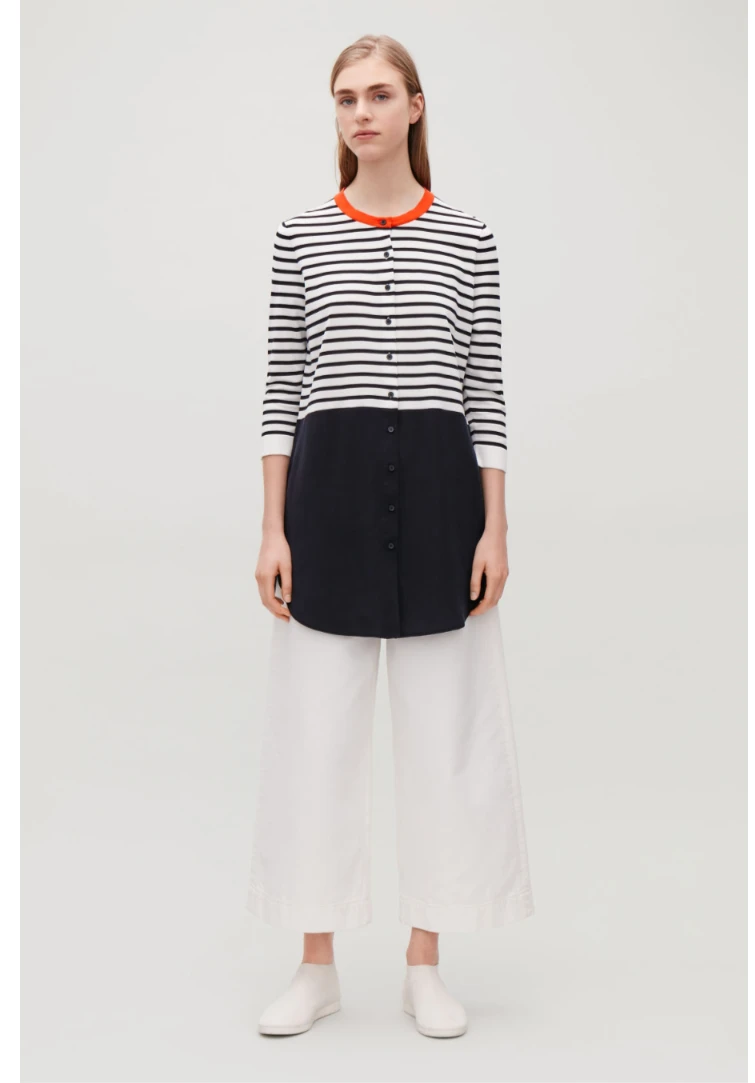 COS Striped Long Sleeve Knit Tunic- S