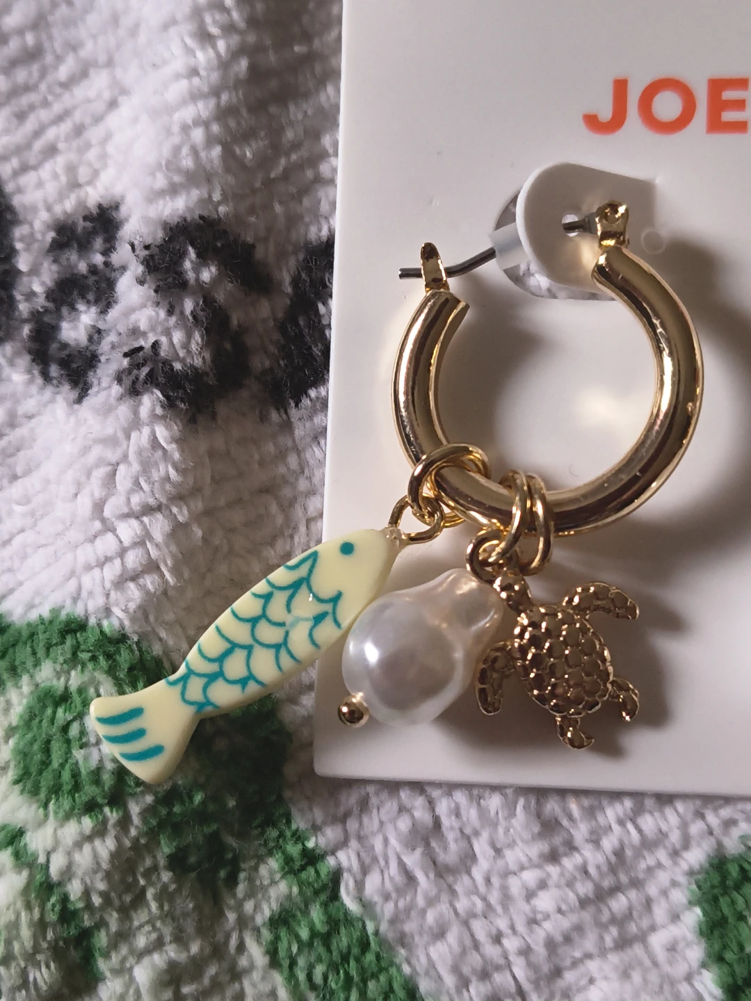 Joe Fresh Charm Hoop Earrings - Fish, Turtle & Pearl - photo 4