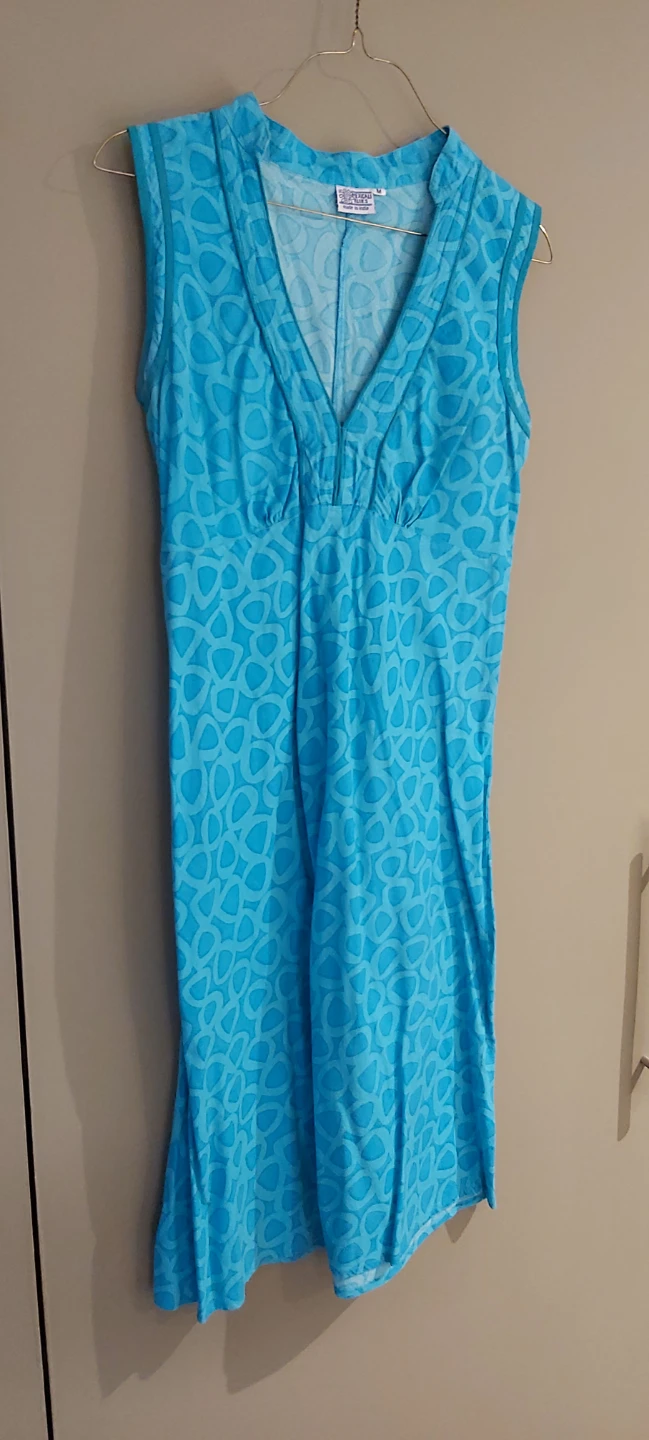 Teal Sleeveless Patterned Dress