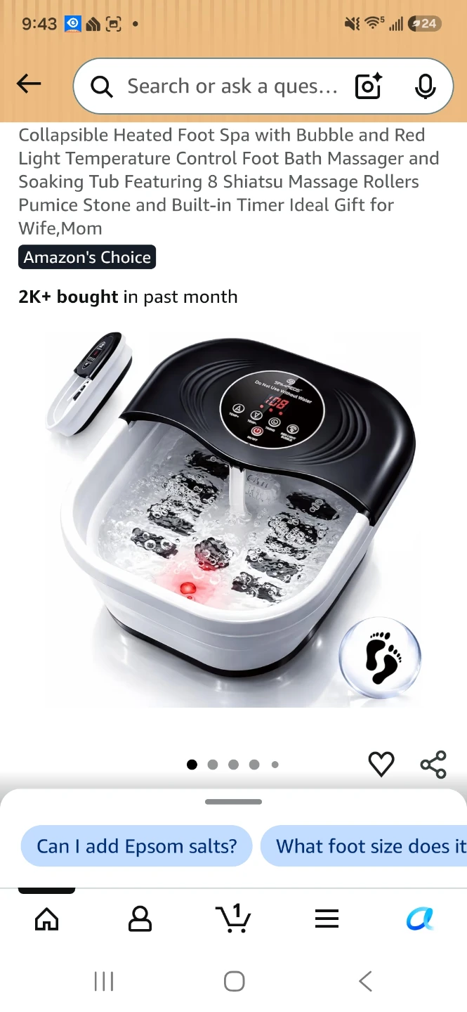 Collapsible Heated Foot Spa Massager with Red Light