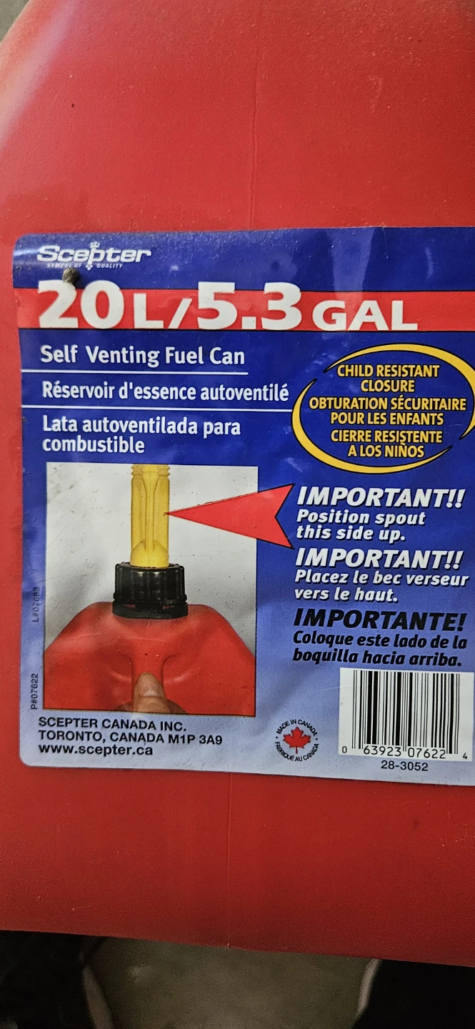 Scepter 20L Self Venting Fuel Can (3-20L & 1-3.8L)