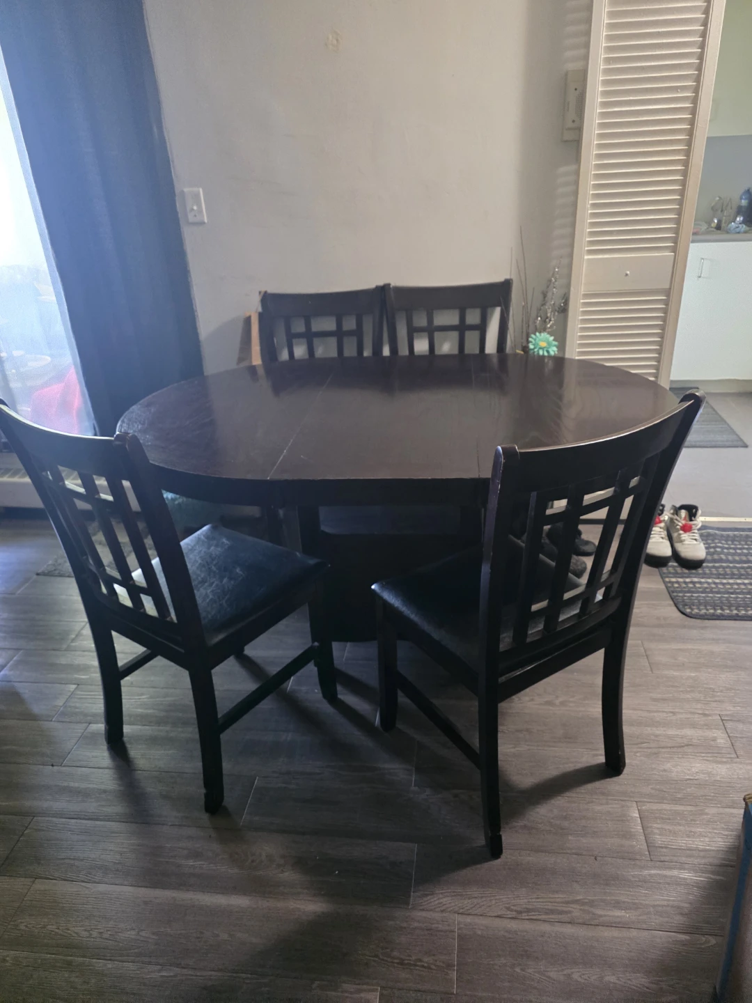 Dark Wood Dining Table with 4 Chairs
