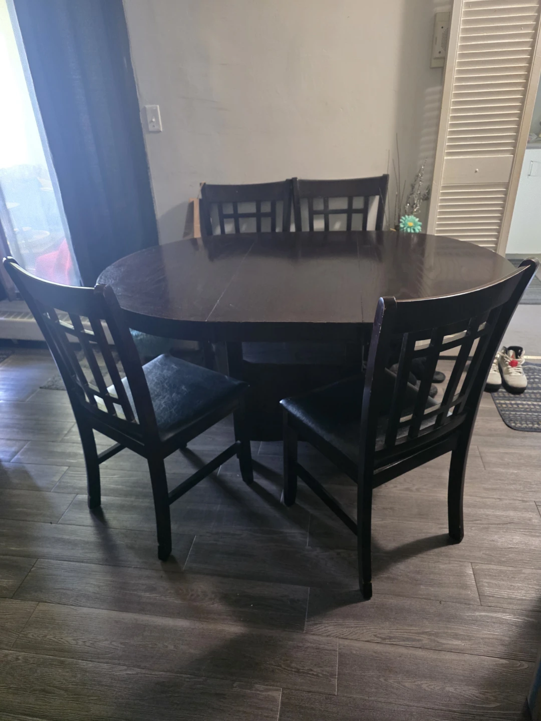 Dark Wood Dining Table with 4 Chairs - photo 2