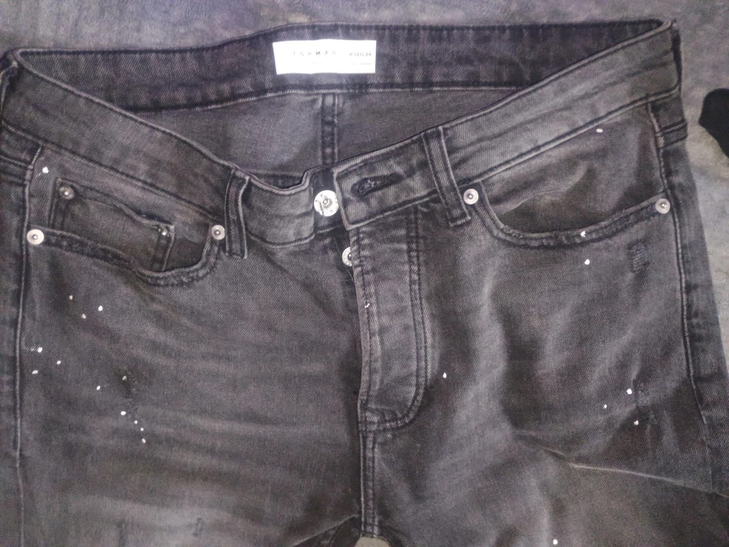 Distressed White Paint Splatter Jeans - photo 2