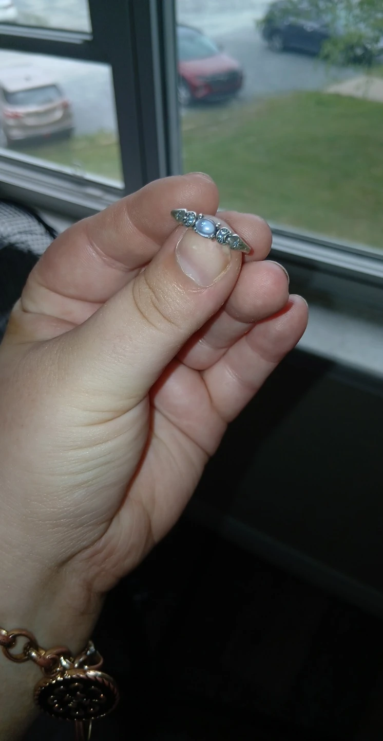 Silver-tone Ring with Red Stone