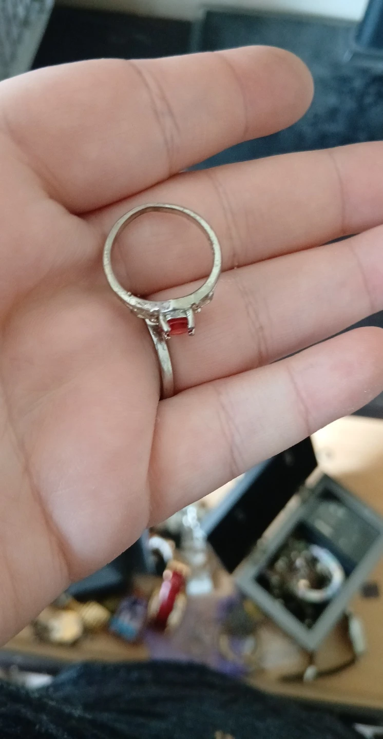 Silver-tone Ring with Red Stone - photo 2