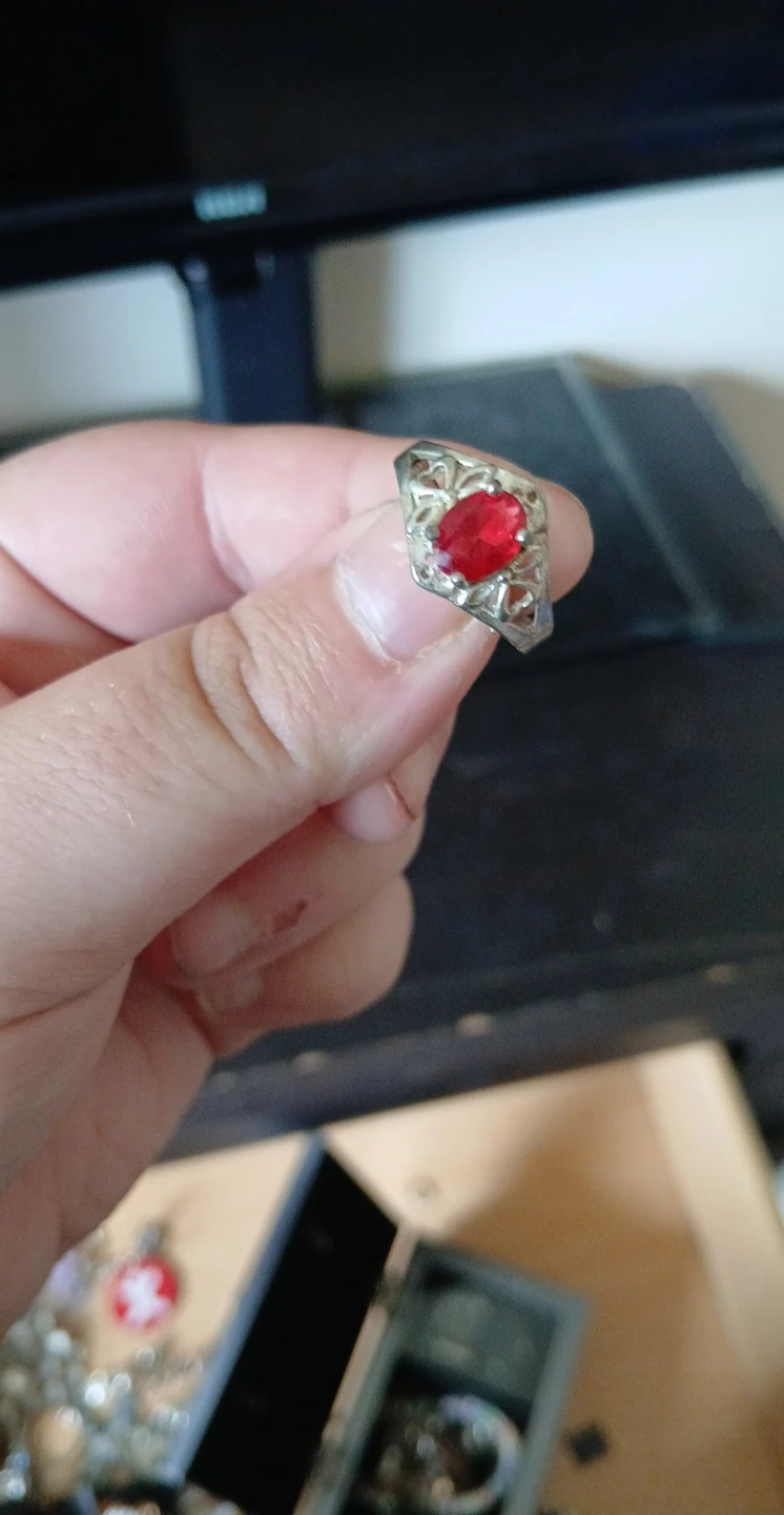 Silver-tone Ring with Red Stone - photo 3