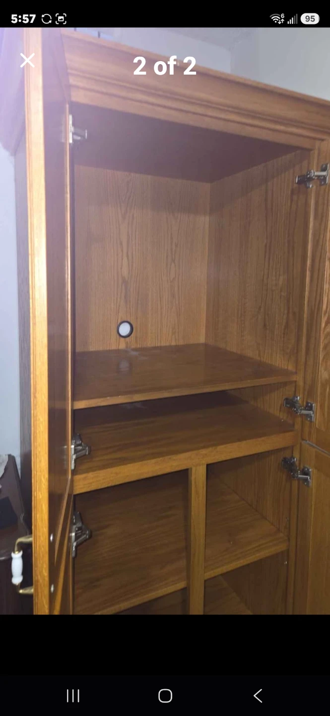 Oak Wooden Cabinet with Shelves