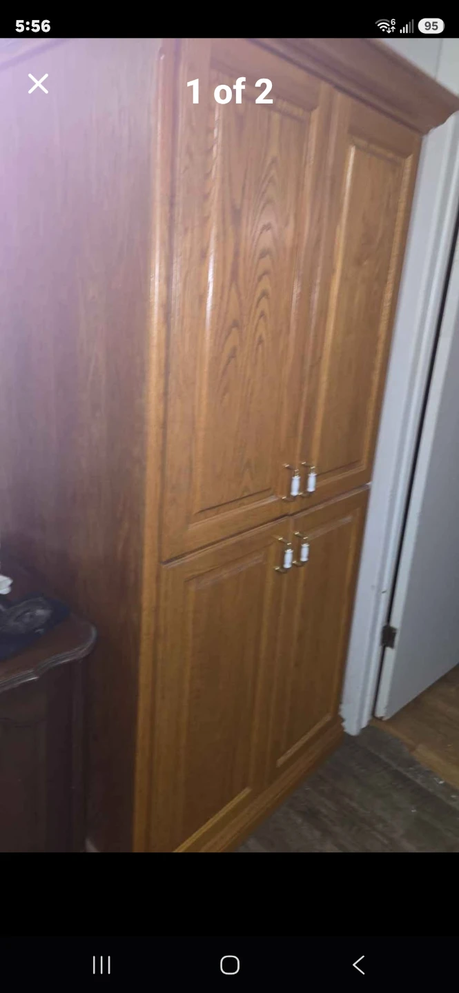 Oak Wooden Cabinet with Shelves - photo 2