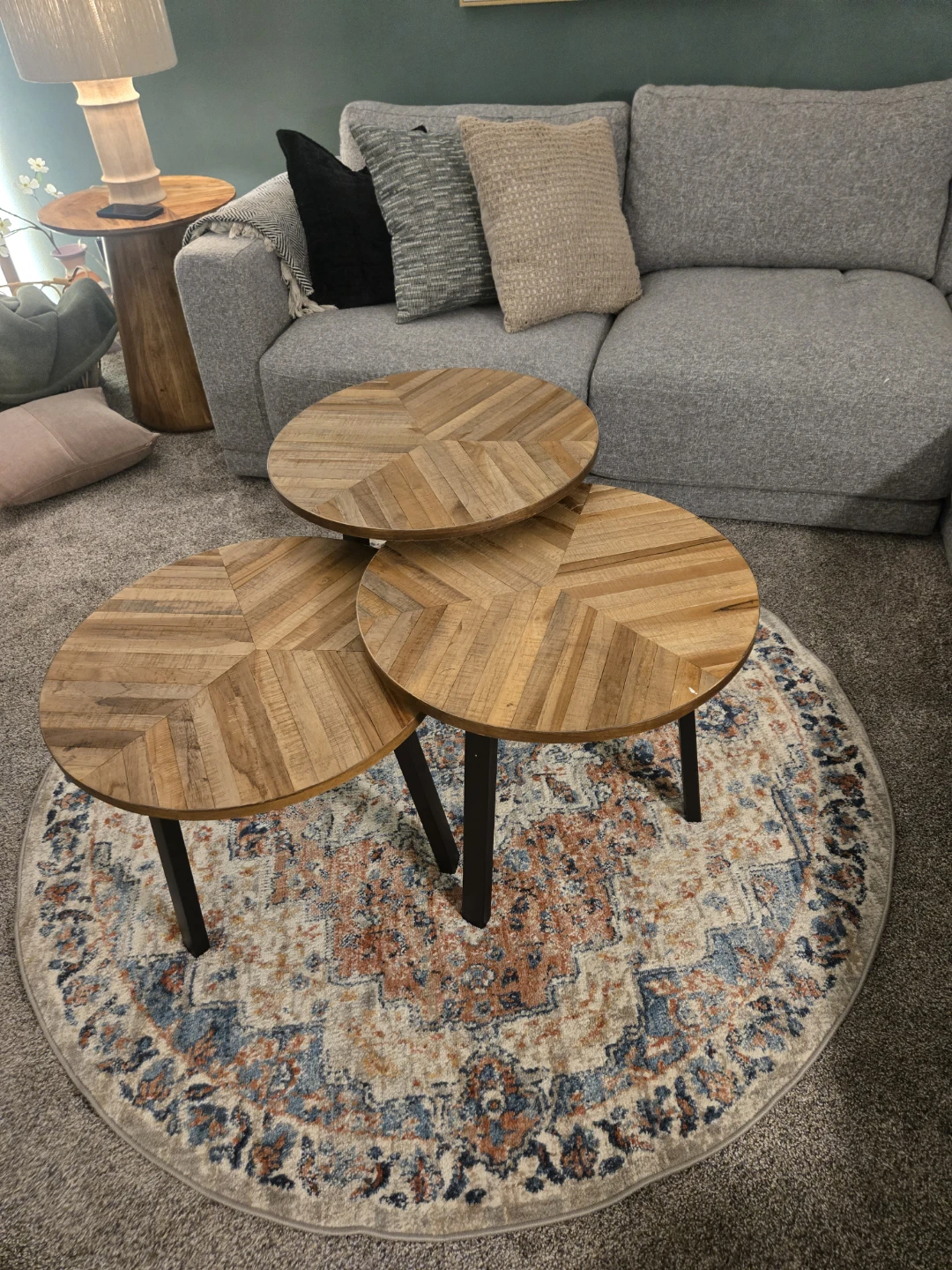 Set of 3 Round Wood Nesting Coffee Tables