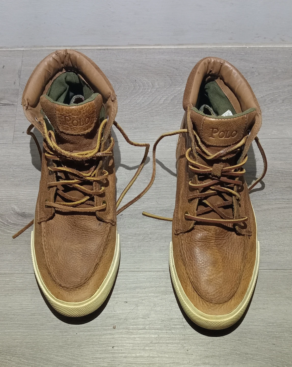 Polo Ralph Lauren Men's Brown Leather High-Top Sneakers