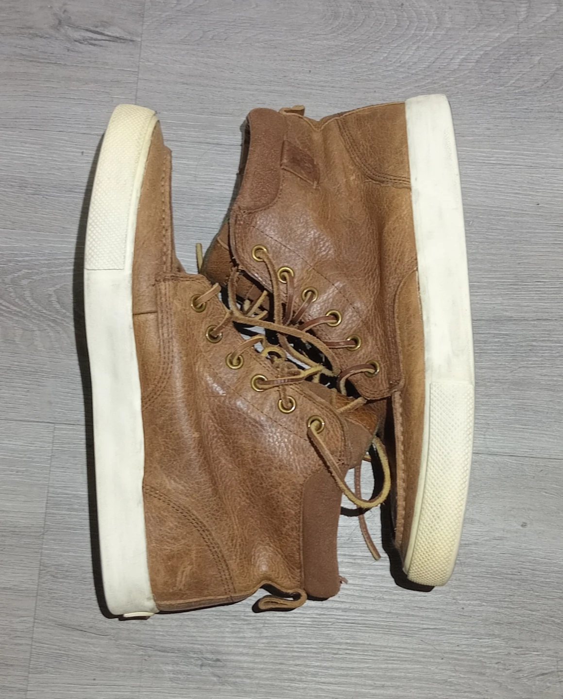 Polo Ralph Lauren Men's Brown Leather High-Top Sneakers - photo 2