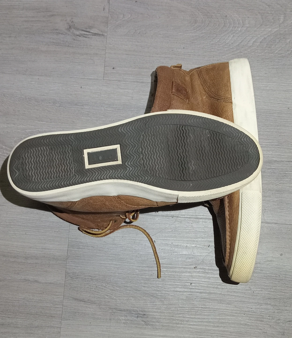 Polo Ralph Lauren Men's Brown Leather High-Top Sneakers - photo 3