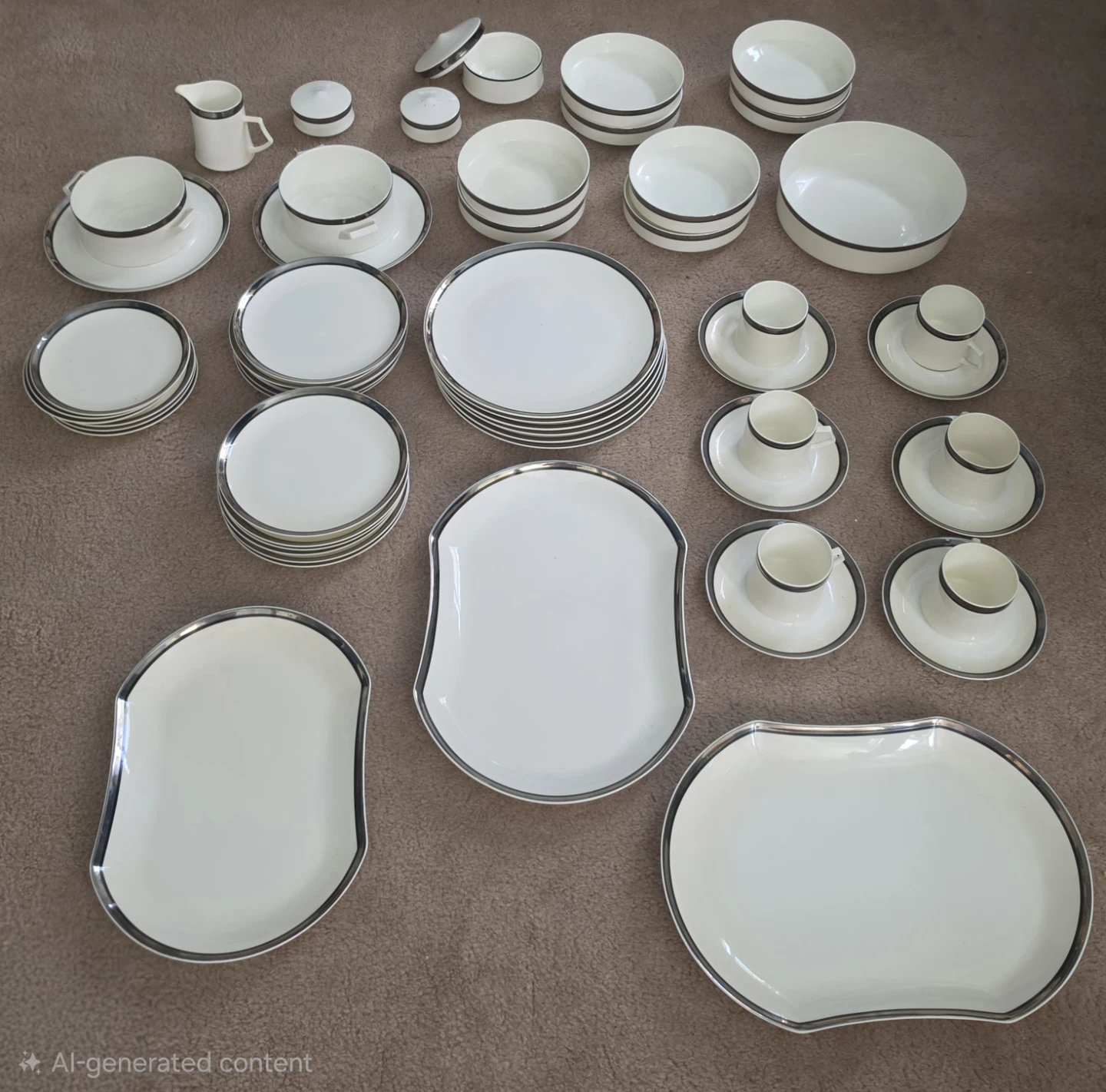 57-Piece Mikasa Solitude Bone China Set Platinum Trim