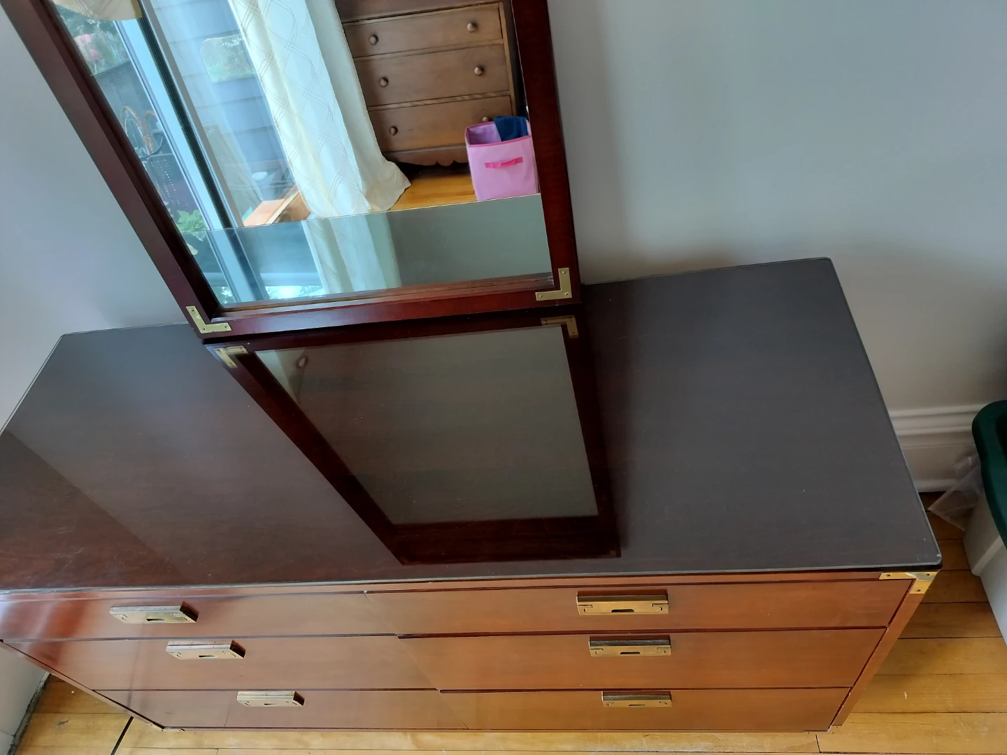 Vintage Campaign Style Dresser with Mirror - photo 2