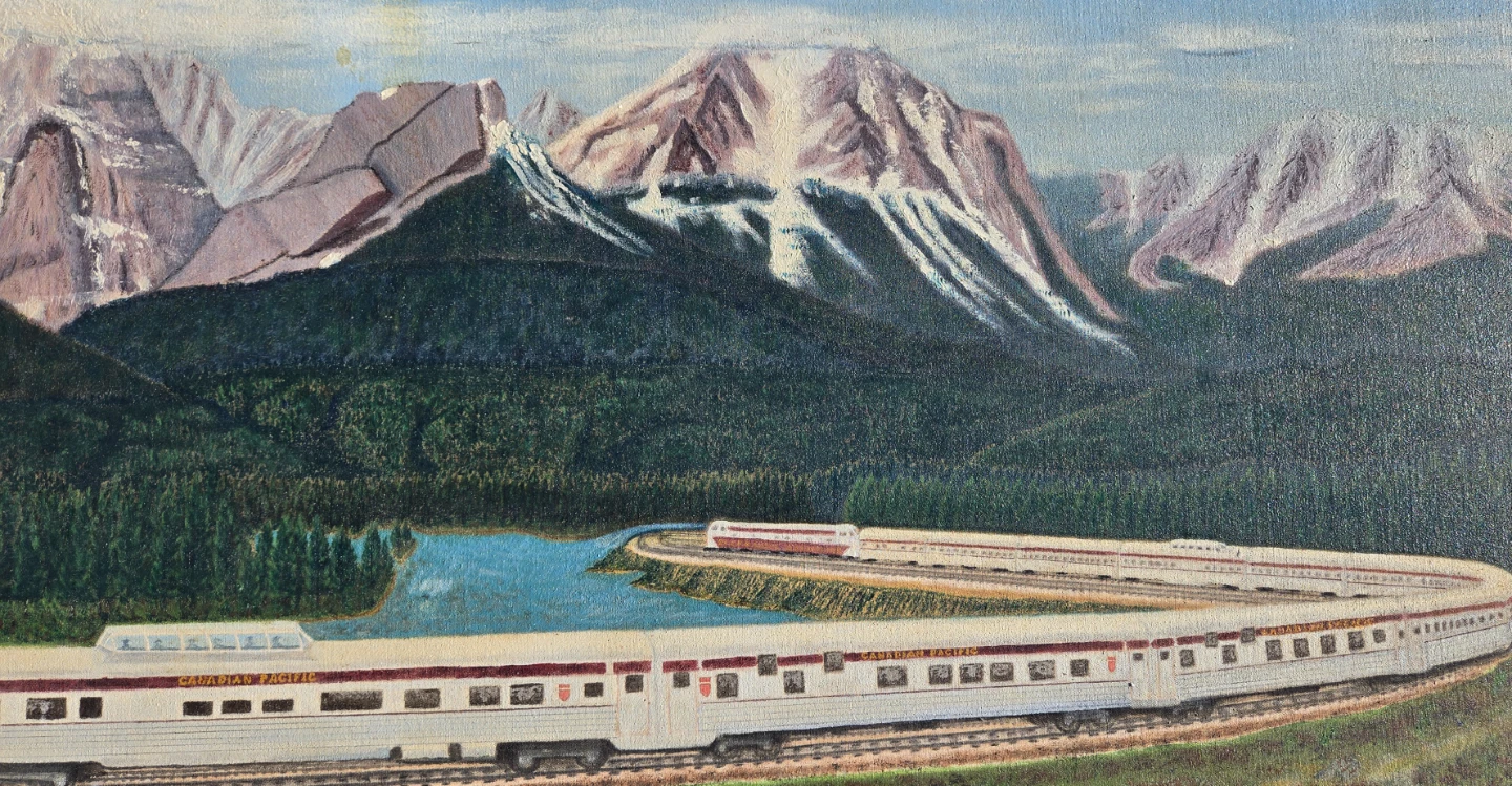 Vintage Canadian Pacific Train Oil Painting By H.N.Tuggle C.1956 - photo 3