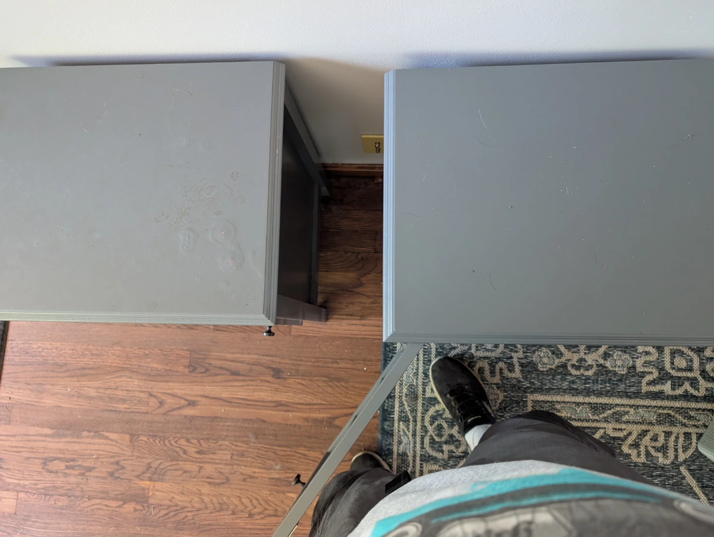 Set of 2 Gray Nightstands with Glass Doors - photo 3
