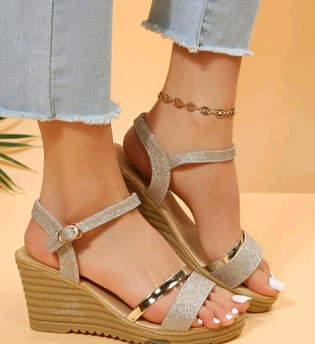 Women's Glitter Wedge Sandals