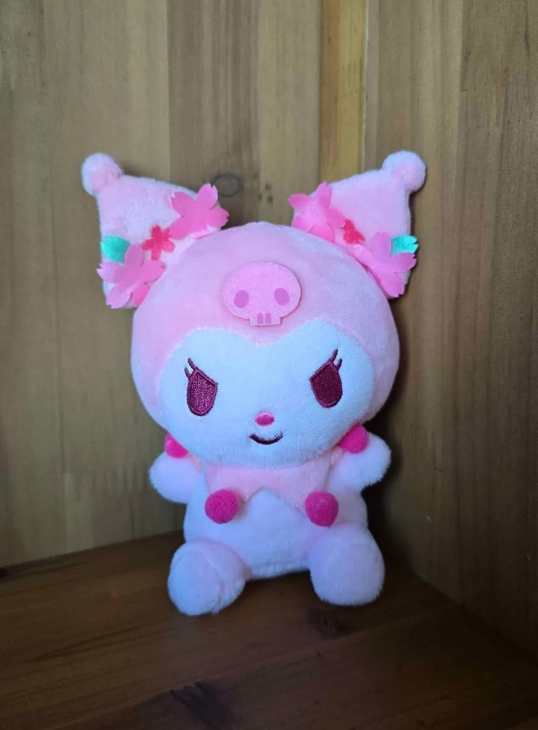 Sakura Pink Kuromi Plush Keychain