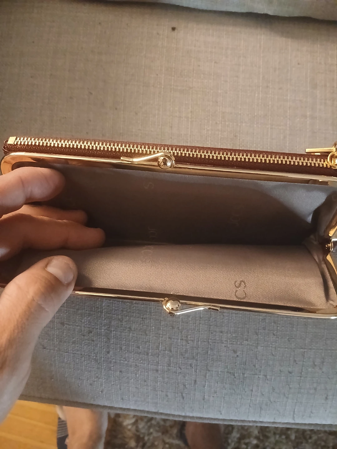 Brown Leather Wallet with Zipper and Clasp - photo 2