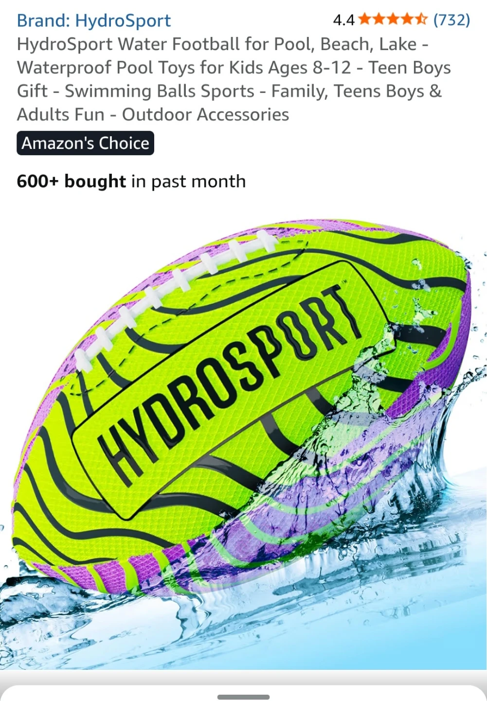 HydroSport Football for Pool, Beach, Lake