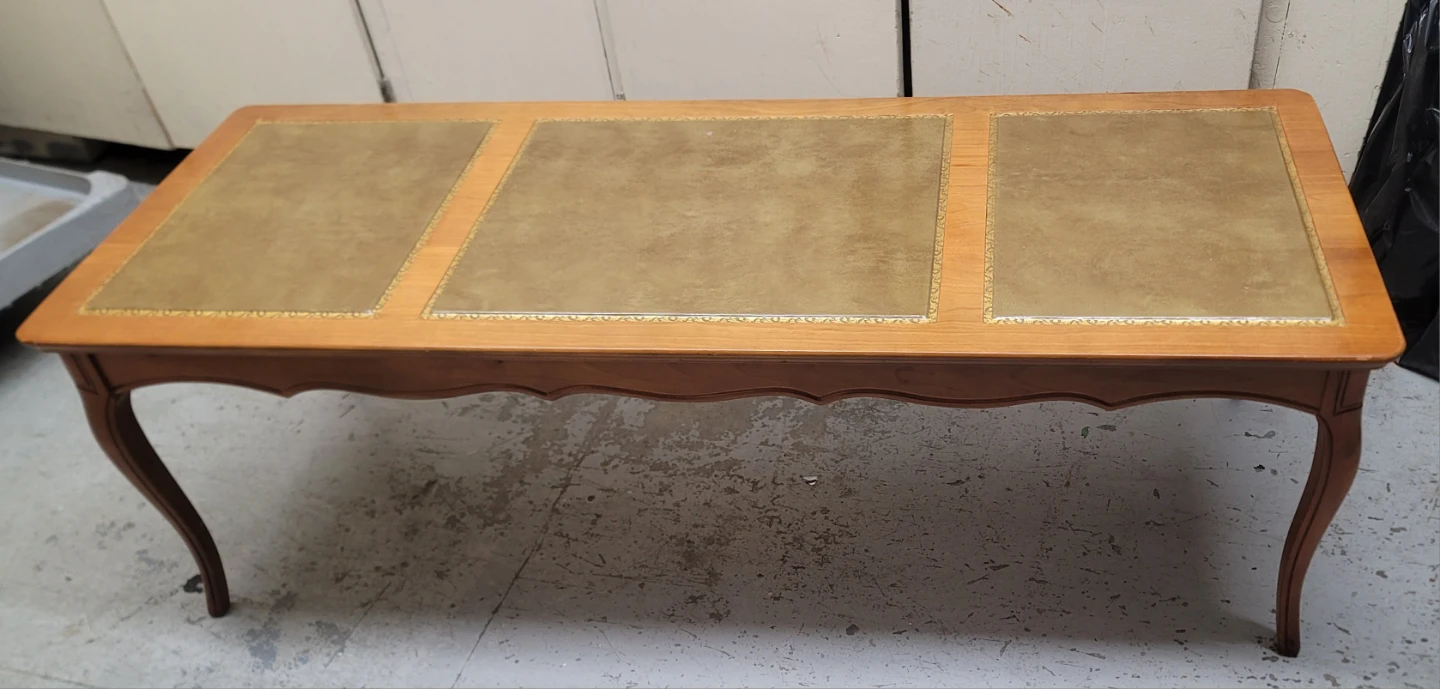 Vintage Coffee Table with Leather Insets