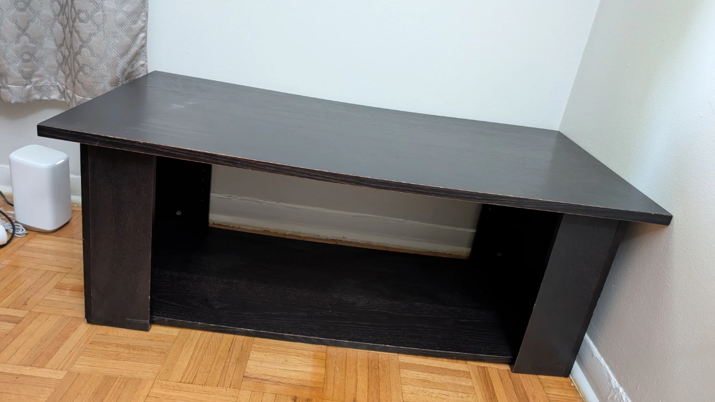 Dark Wood Bench with Storage Shelf - photo 2