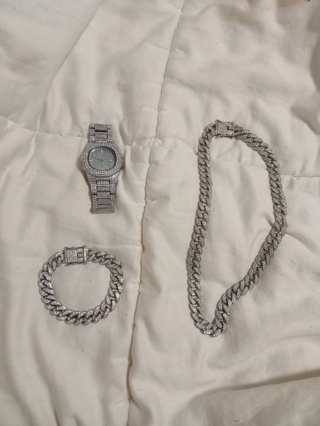 3-Piece Bling Watch, Necklace, and Bracelet Set