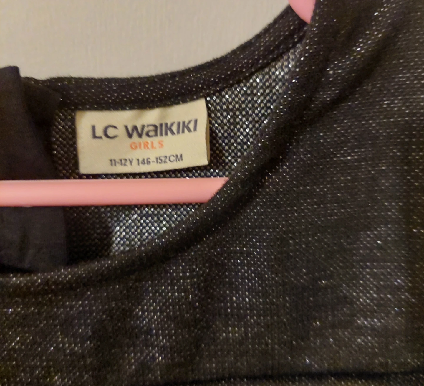 LC Waikiki Girls Black Sparkle Cold Shoulder Dress - photo 3