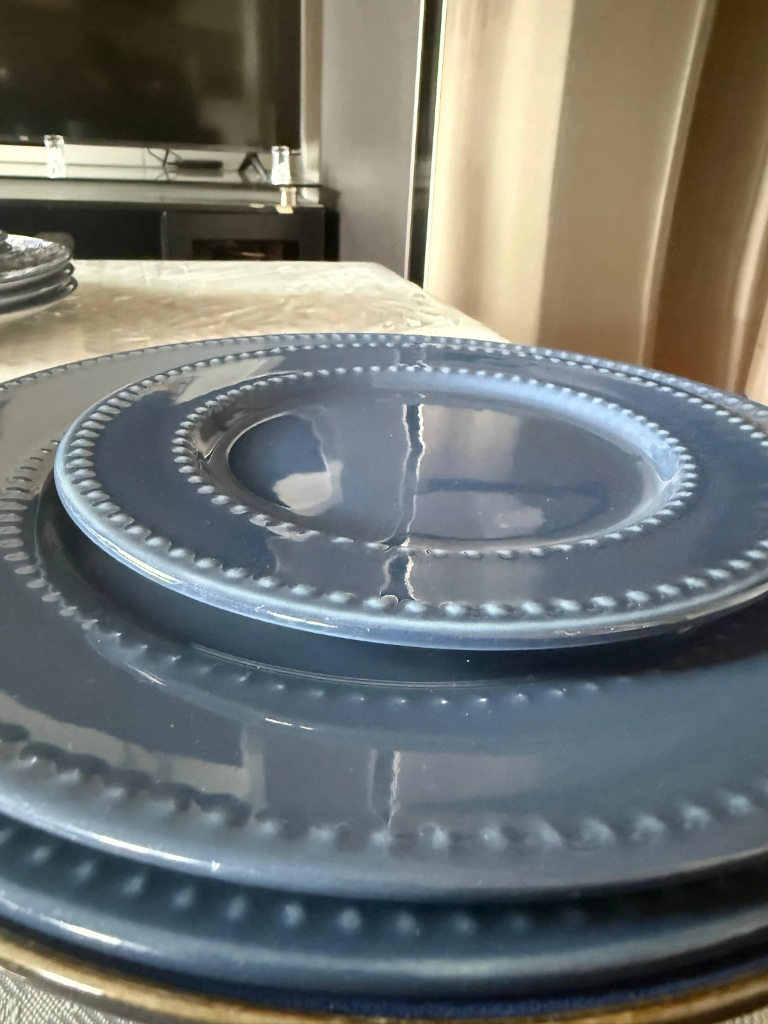 Set of blue beaded plates - photo 2