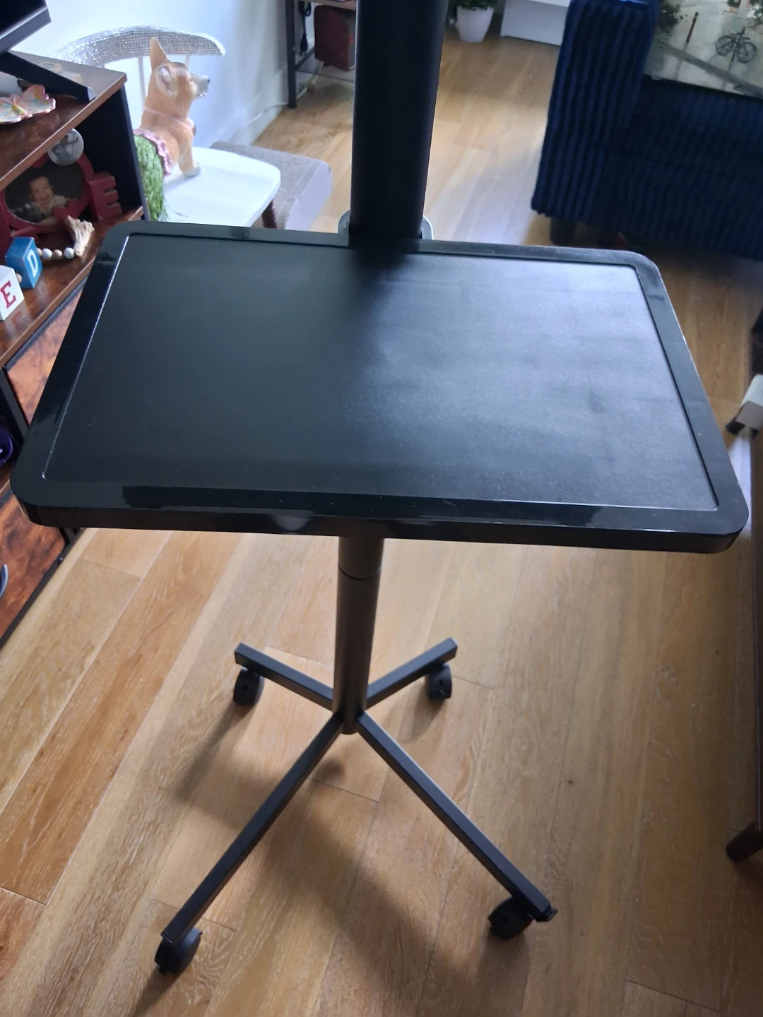 Black Rolling TV Stand with Tray