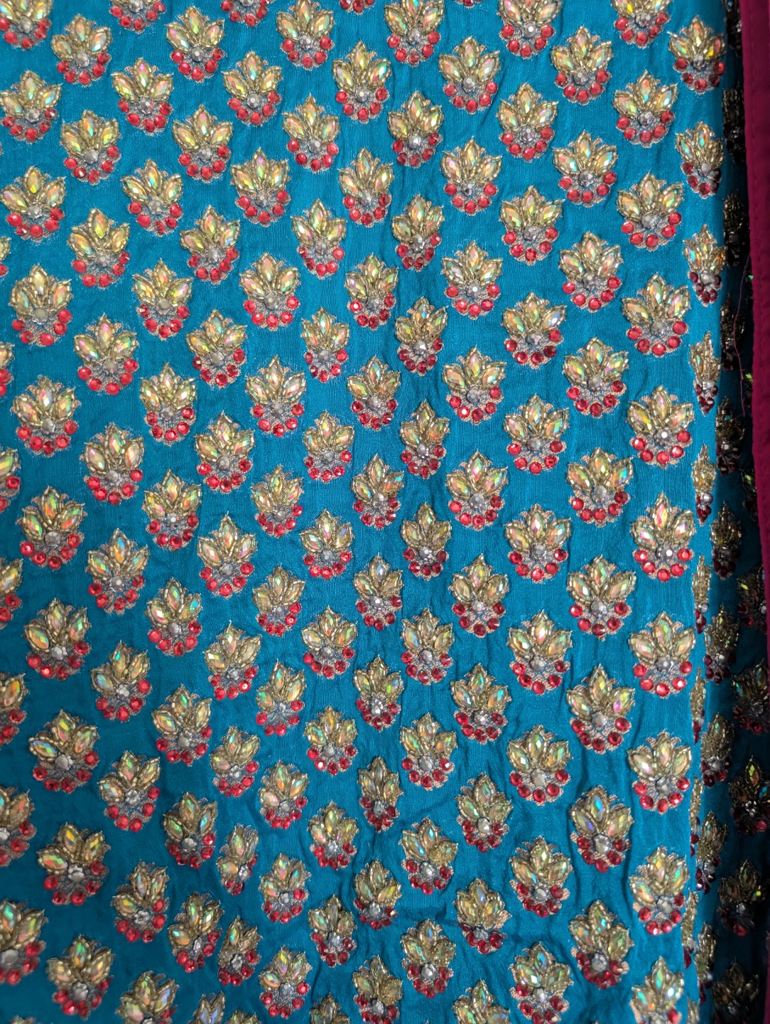 Embellished Teal Salwar Kameez Dupatta Set - photo 2