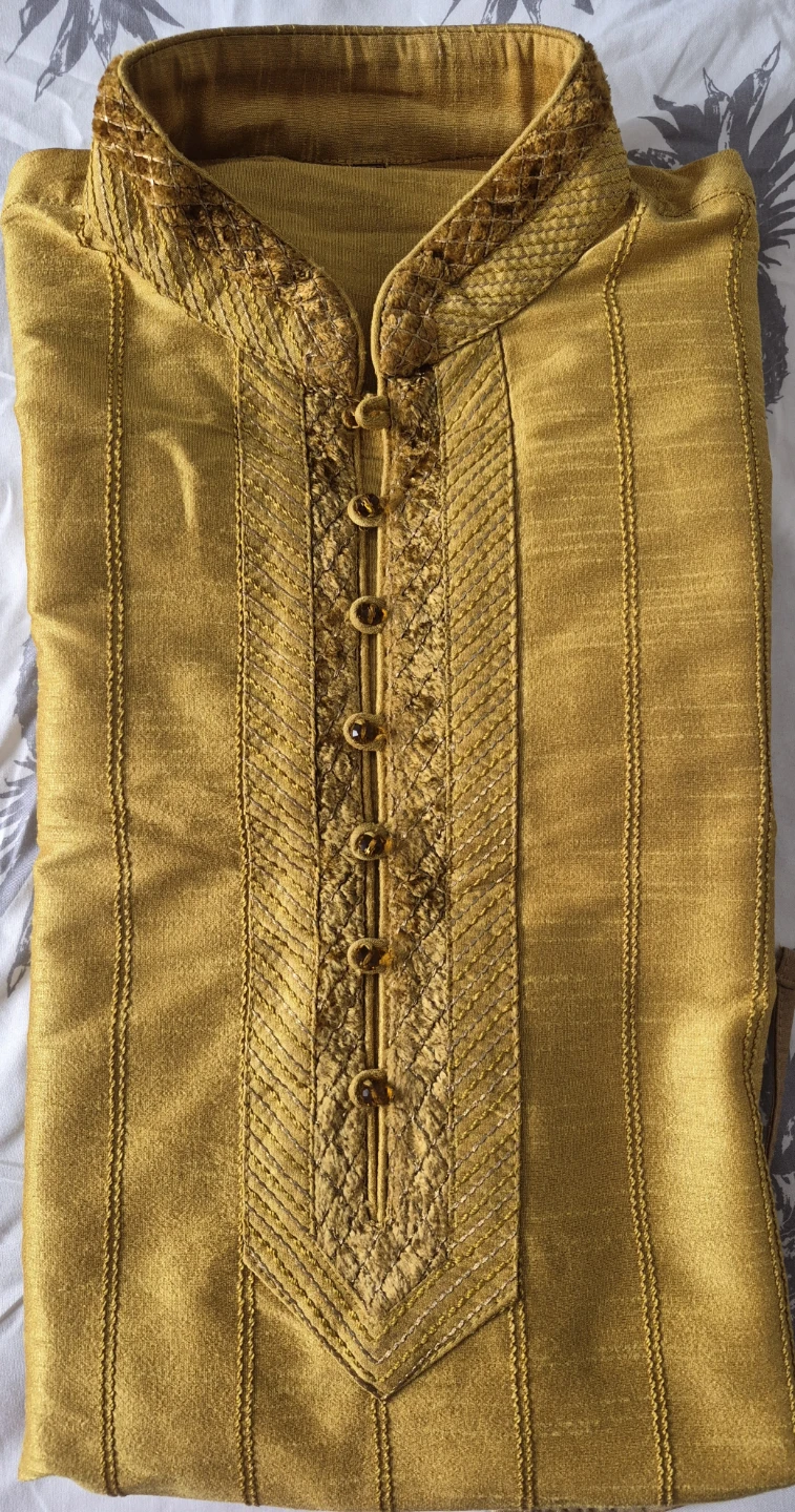Men's Yellow Kurta and Pants Set