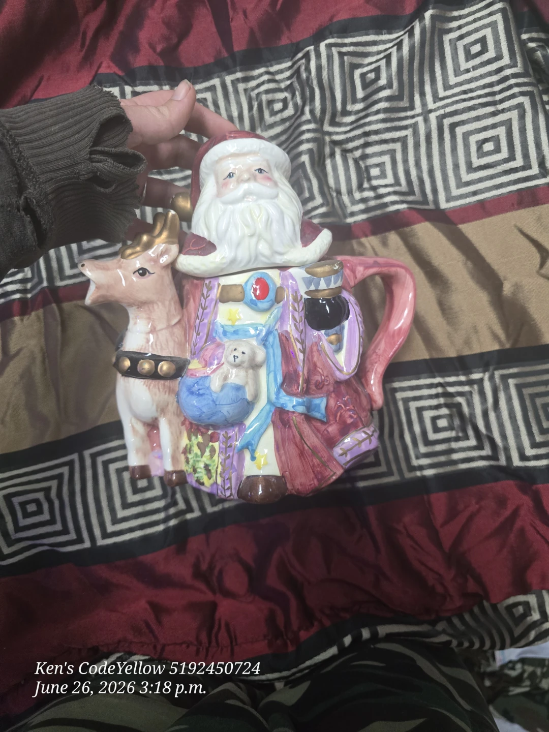 Santa Claus and Reindeer Ceramic Teapot