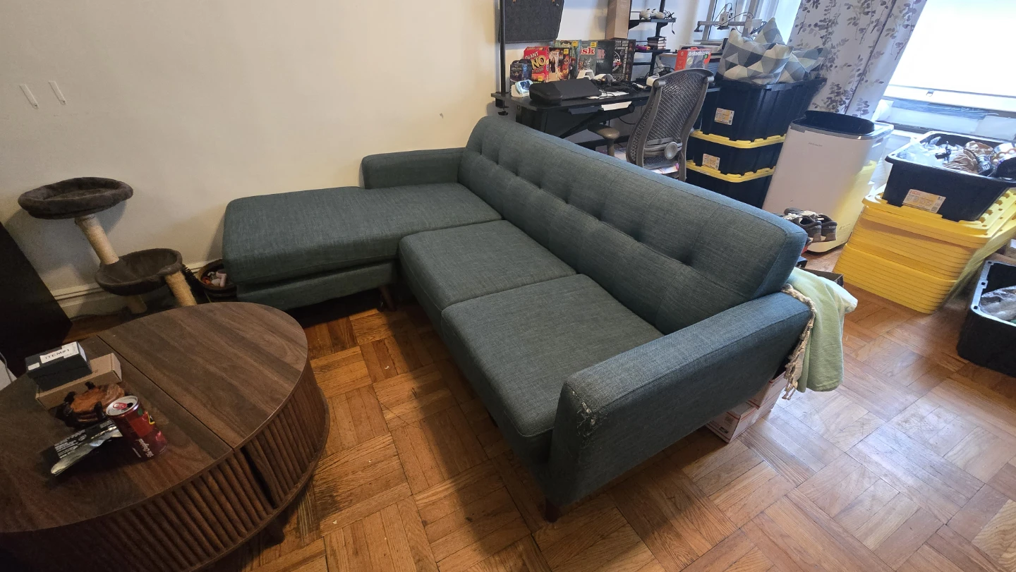 Teal 86" Sectional Sofa with Chaise