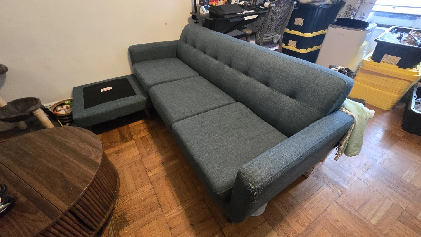 Teal 86" Sectional Sofa with Chaise - photo 2