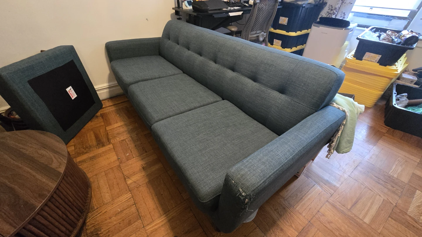 Teal 86" Sectional Sofa with Chaise - photo 3
