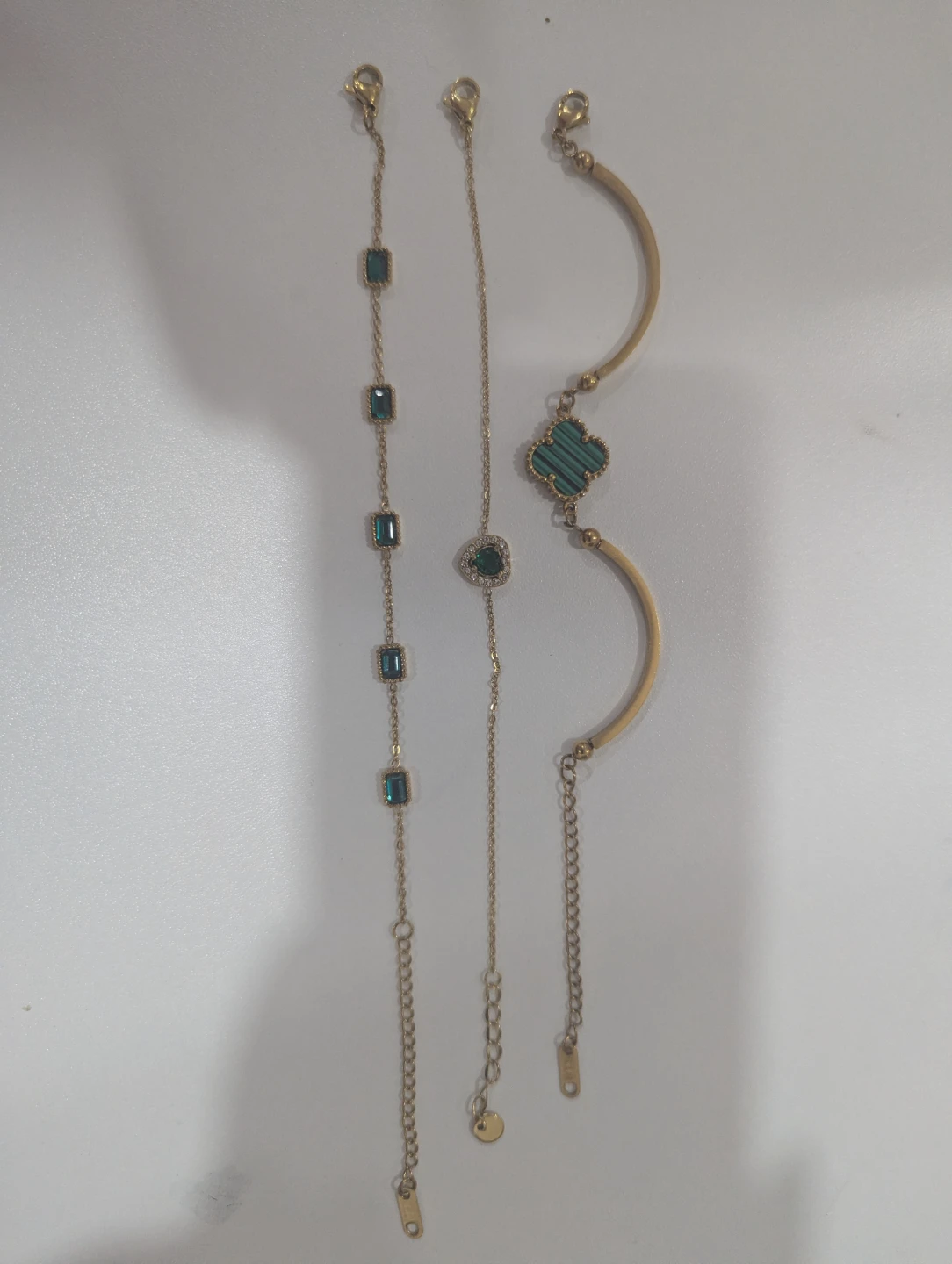 14k Gold plated Bracelets with Green Stones