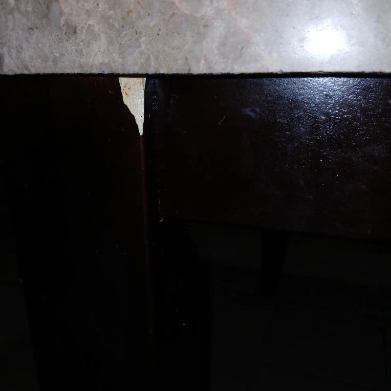 Marble Top Dining Table with Dark Wood Legs - photo 4