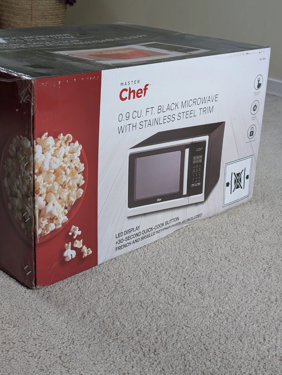 BNIB Master Chef 0.9 Cu. Ft. Black Microwave