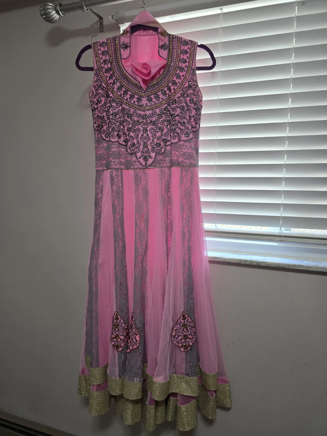 Pink embroidered Anarkali dress
