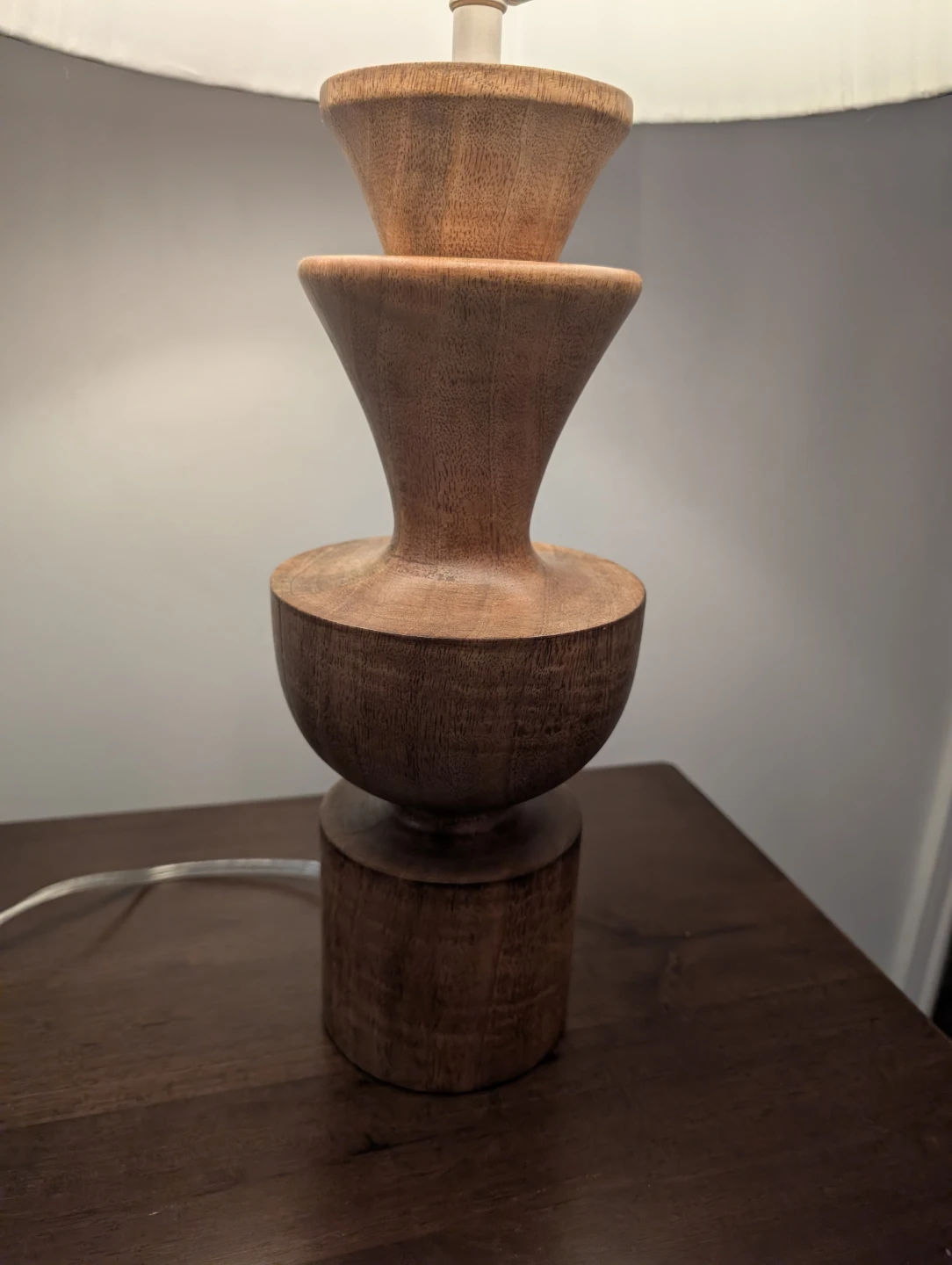 Wooden Table Lamp with Striped Shade - photo 2