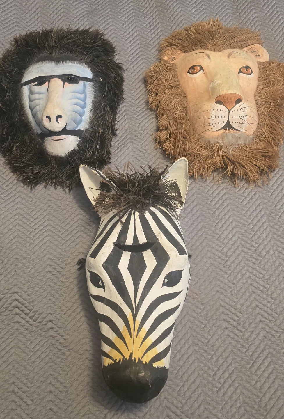 Handmade Decorative Animal Masks (Zebra, Lion, Baboon)
