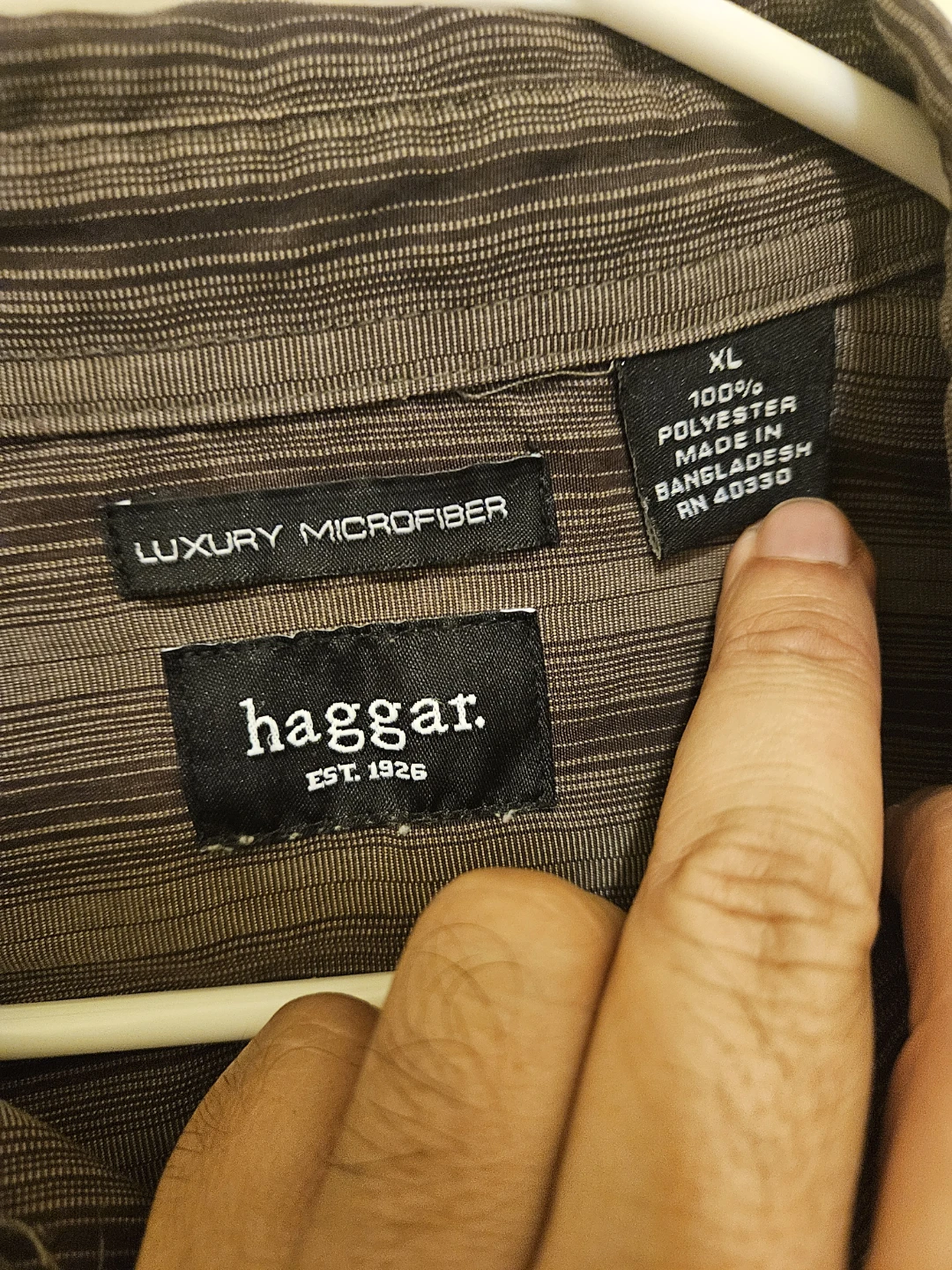 Haggar Men's Striped Long Sleeve Shirt XL - photo 3